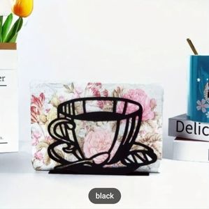 1pc Black Coffee Cup Iron Napkin Holder